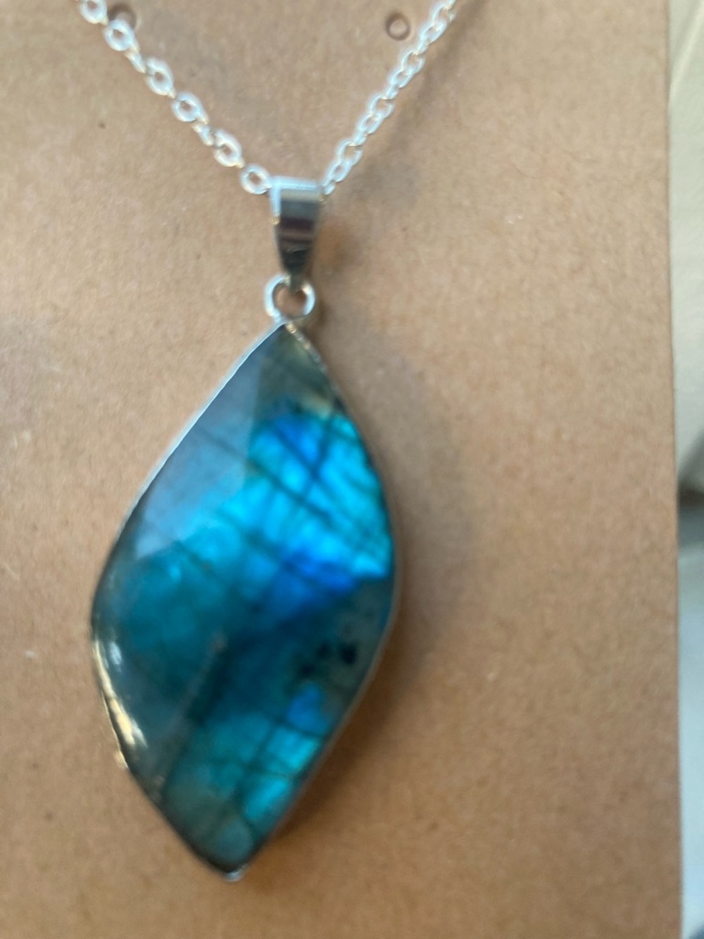 Sterling Silver Blue Labradorite Teardrop Pendant Necklace
